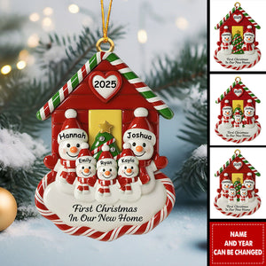 Personalized Snowman Home Decor - "First Christmas In Our New Home", Wooden Custom Name & Year,Warm Family Keepsake