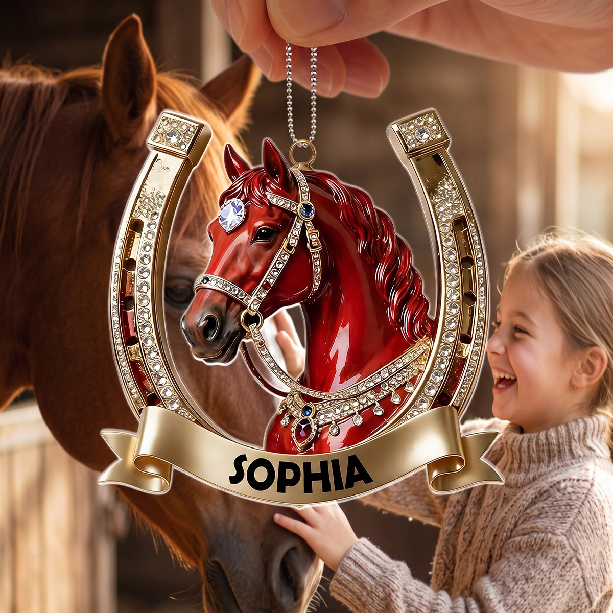 Personalized Horseshoe Horse Acrylic Ornament Gift For Horse Lover