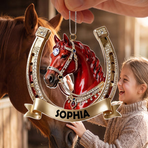 Personalized Horseshoe Horse Acrylic Ornament Gift For Horse Lover