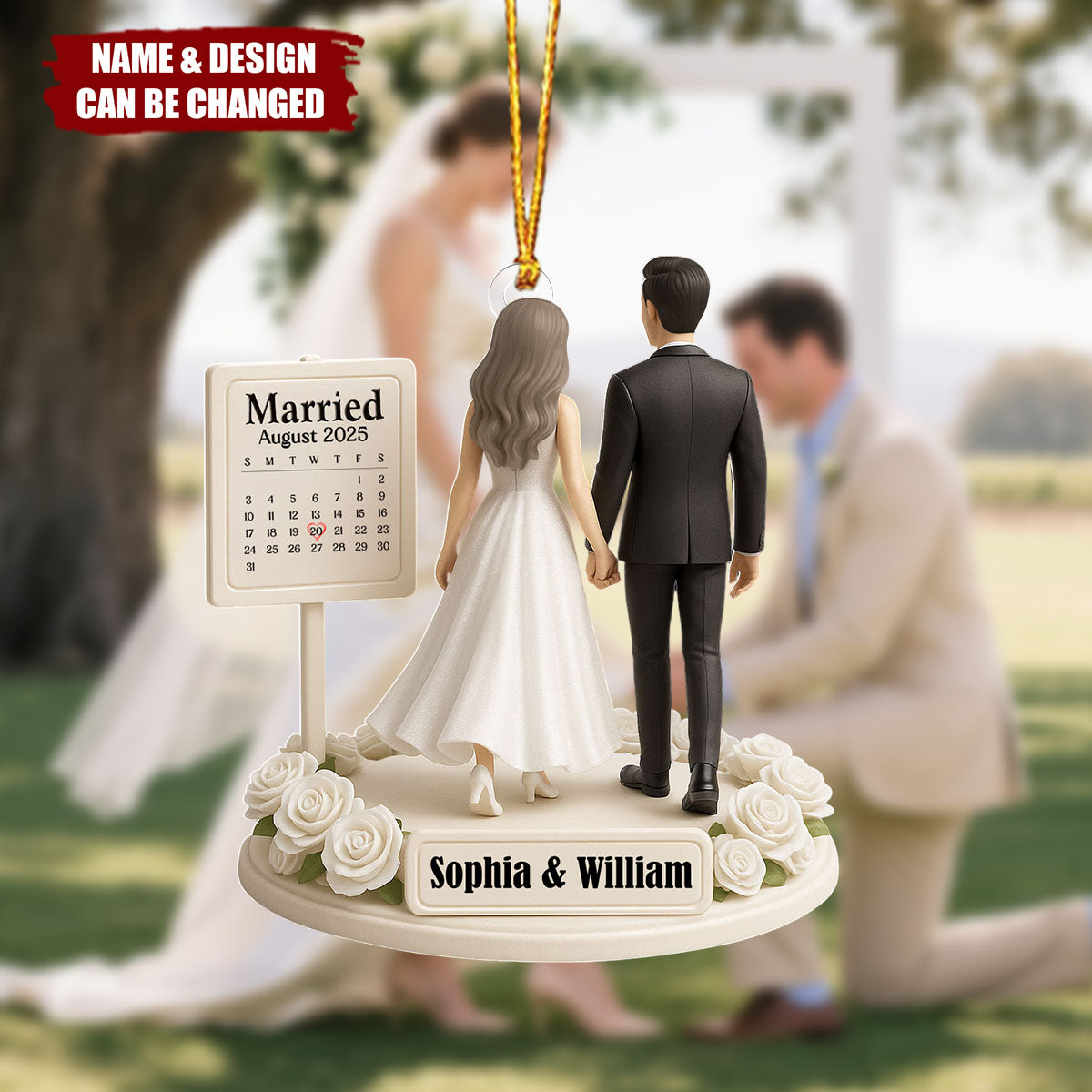 Personalized "From This Day Forward" Wedding Ornament With Names & Date "Married" Christmas Gift For Her & Him