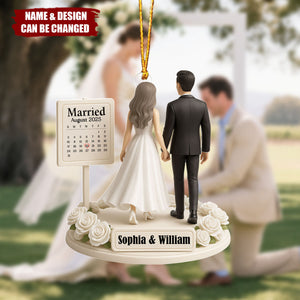 Personalized ‘From This Day Forward’ Wedding Ornament With Names & Date,"Married" Christmas Gift For Her & Him