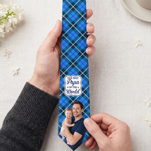 Personalized "The Best Dad in the World" Photo Tie | Birthday Father's Day Gift For Dad Grandpa