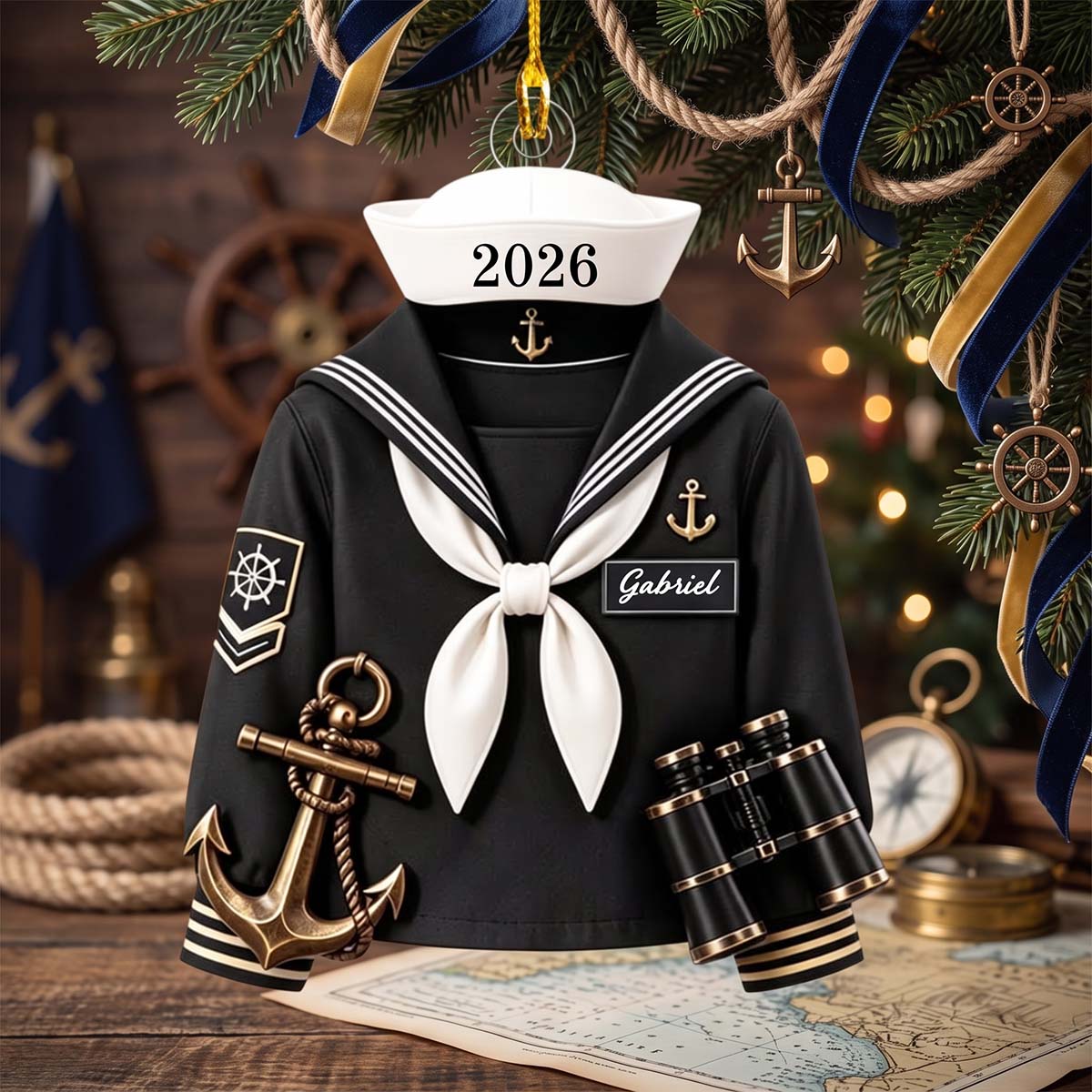 Personalized Sailor Uniform Acrylic Ornament | Christmas Tree Decoration, Gift For Navy Sailor Family Members