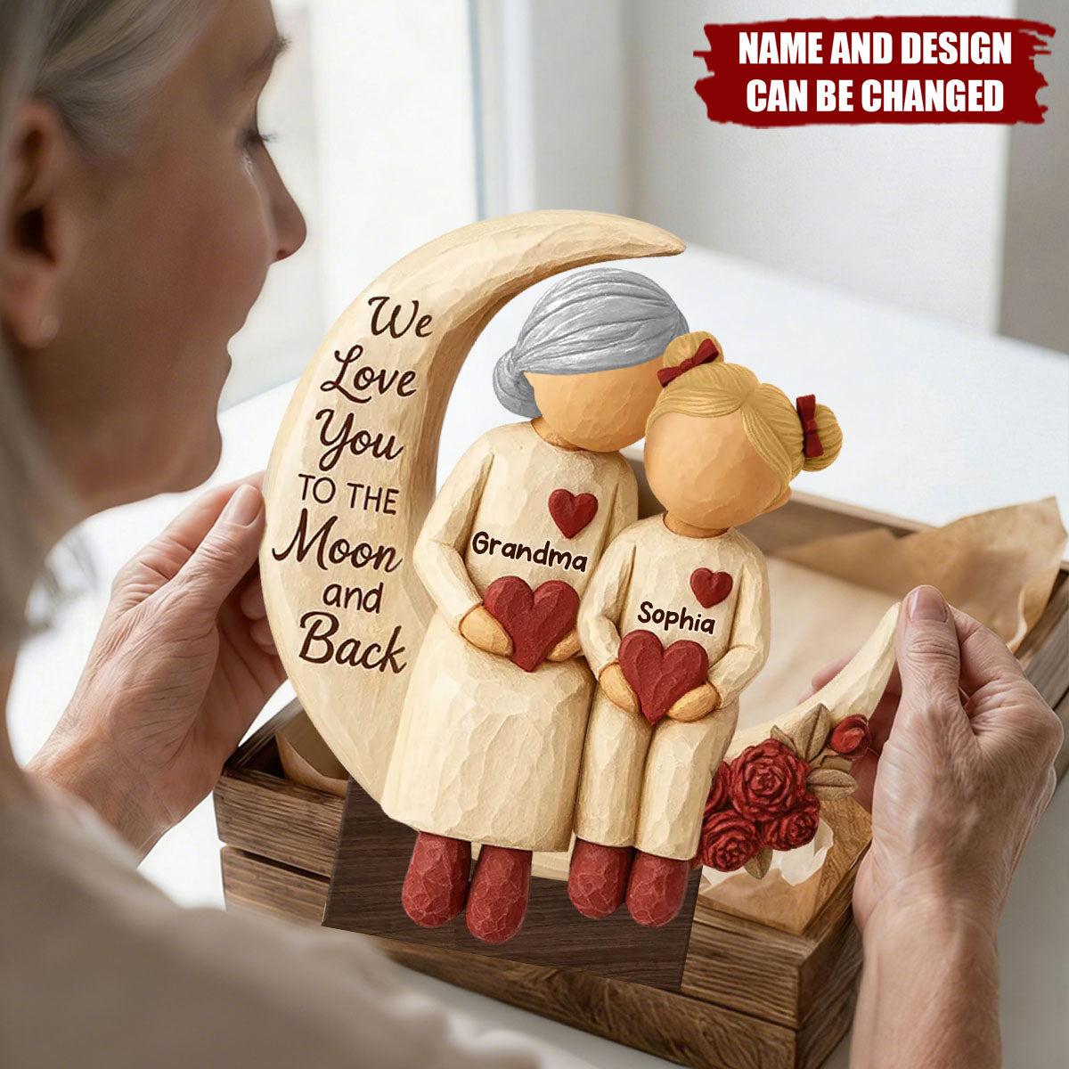 Personalized "Love You To The Moon" Wooden Plaque With Quote & 1-5 Kids Design & Names | Heartfelt Birthday Gift For Grandparents & Grandchildren