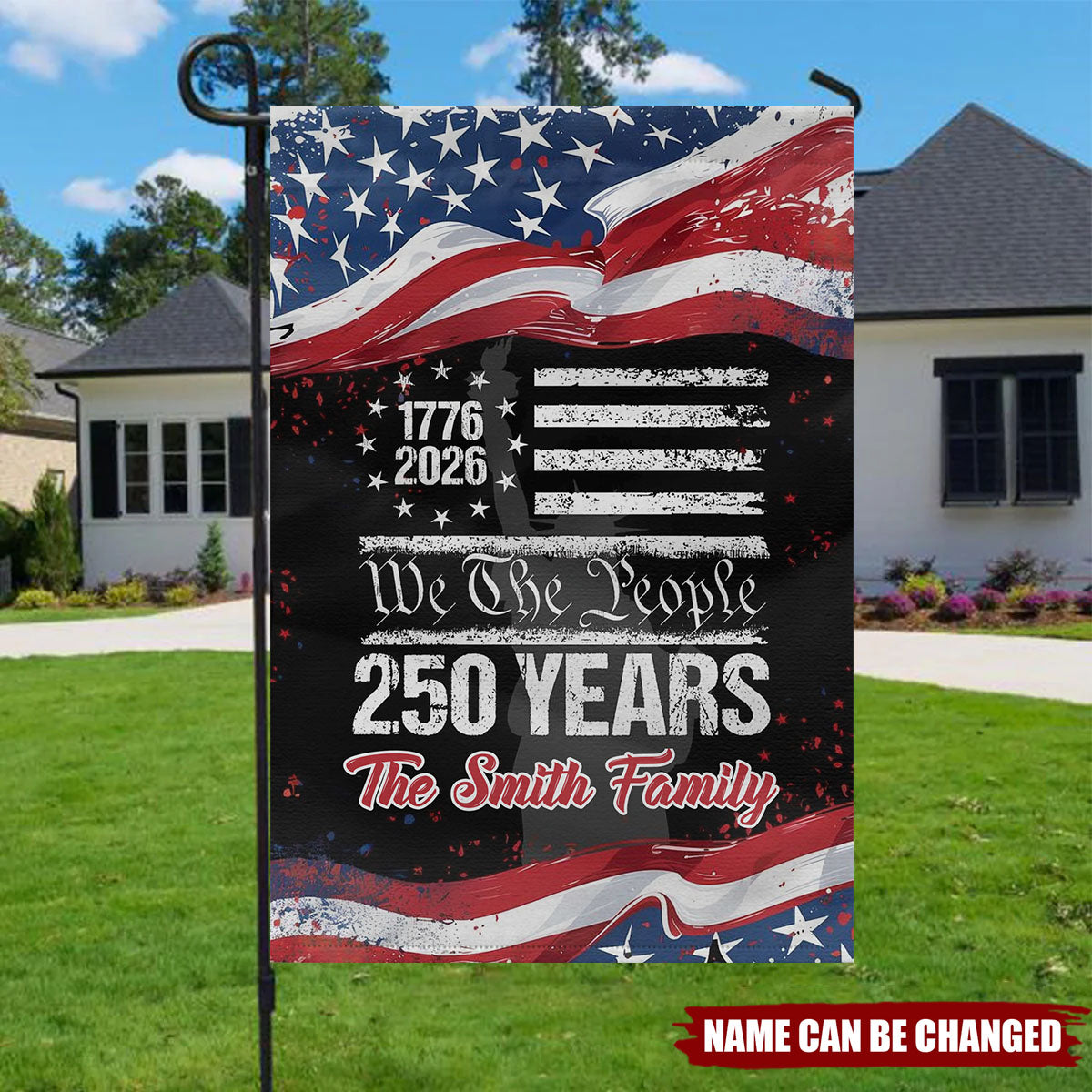 Personalized Double Sided Patriotic Garden Flag With Name 1776-2026 Design - 250th Anniversary Commemorative USA Gift For American Families