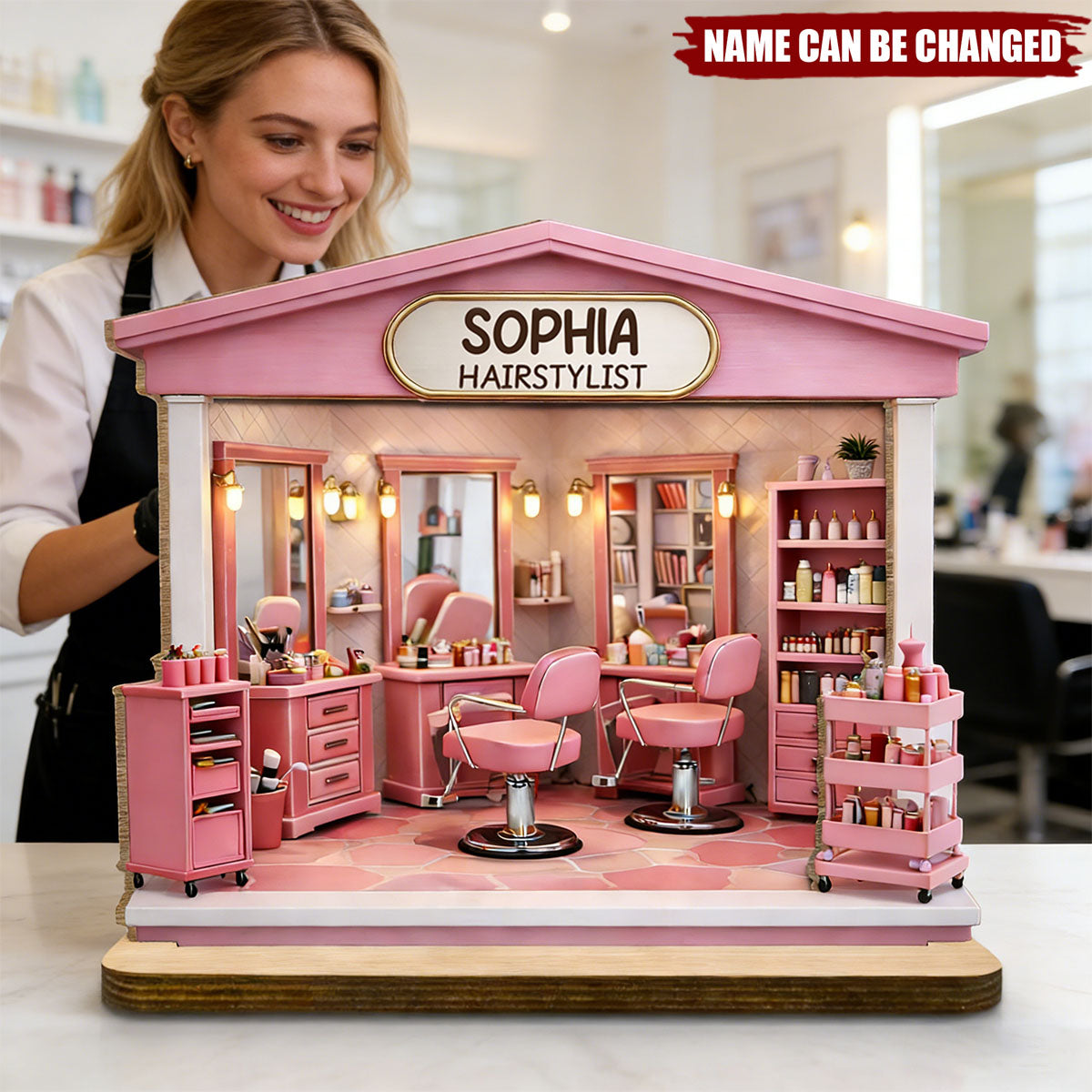 Personalized 3D Effect A Local Salon Dream Wooden Plaque With Name - Creative Birthday Grand Opening Gift  For Hairdressers Hair Stylists