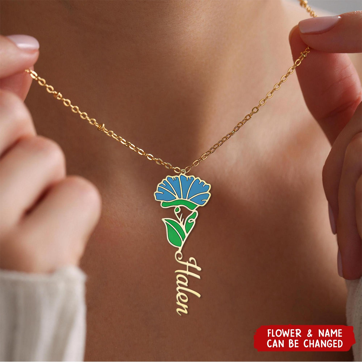 Custom Birth Month Flower Necklace - Personalized Floral & Name Pendant,Exclusive gift Birthday,Christmas,Anniversary For Her, Couple,Mom & Sister