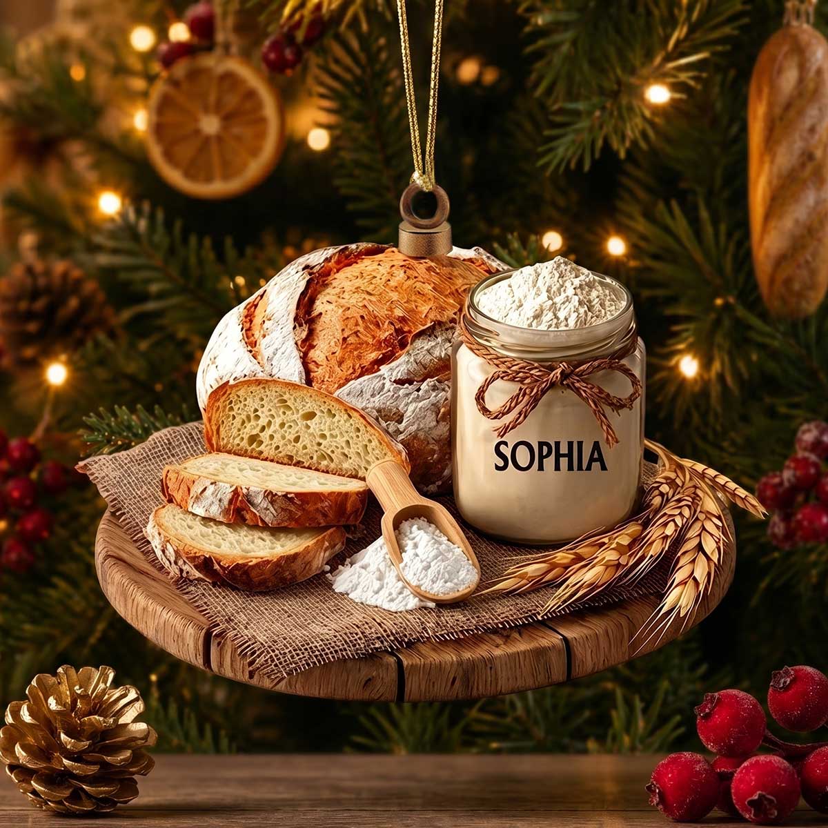 Personalized Sourdough Starter Acrylic Ornament | Christmas Holiday Gift For Home Bakers Cooking Lover