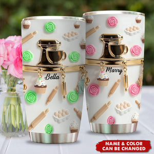 Personalized 3D Effect Baking Tumbler With Name & Color | Perfect Gift For Baking Lovers & Pastry Chefs