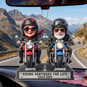 Hanger Riding Partners For Life - Personalized Cute Motorcycle Couple Car Ornament