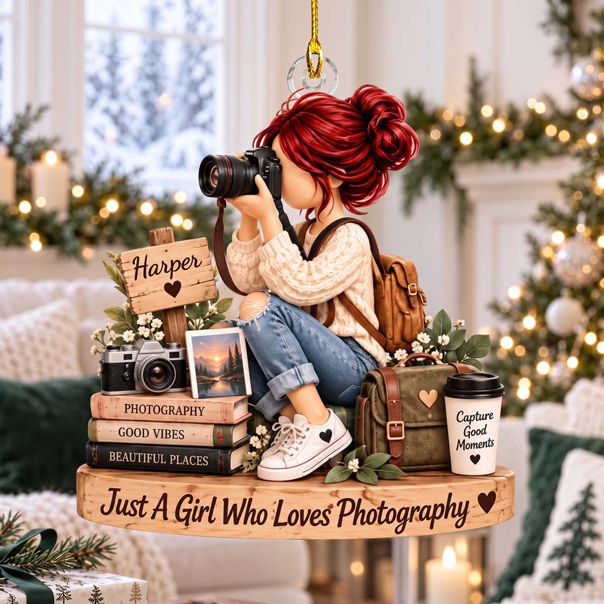 Personalized Photographer Girl Acrylic Ornament | Christmas Keepsake Gift For Her