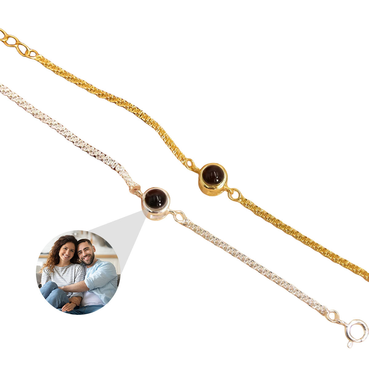 Customized Photo Projection Bracelet - Personalized Couple Memorial Jewelry Surprise Gift For Birthdays Anniversaries For Her