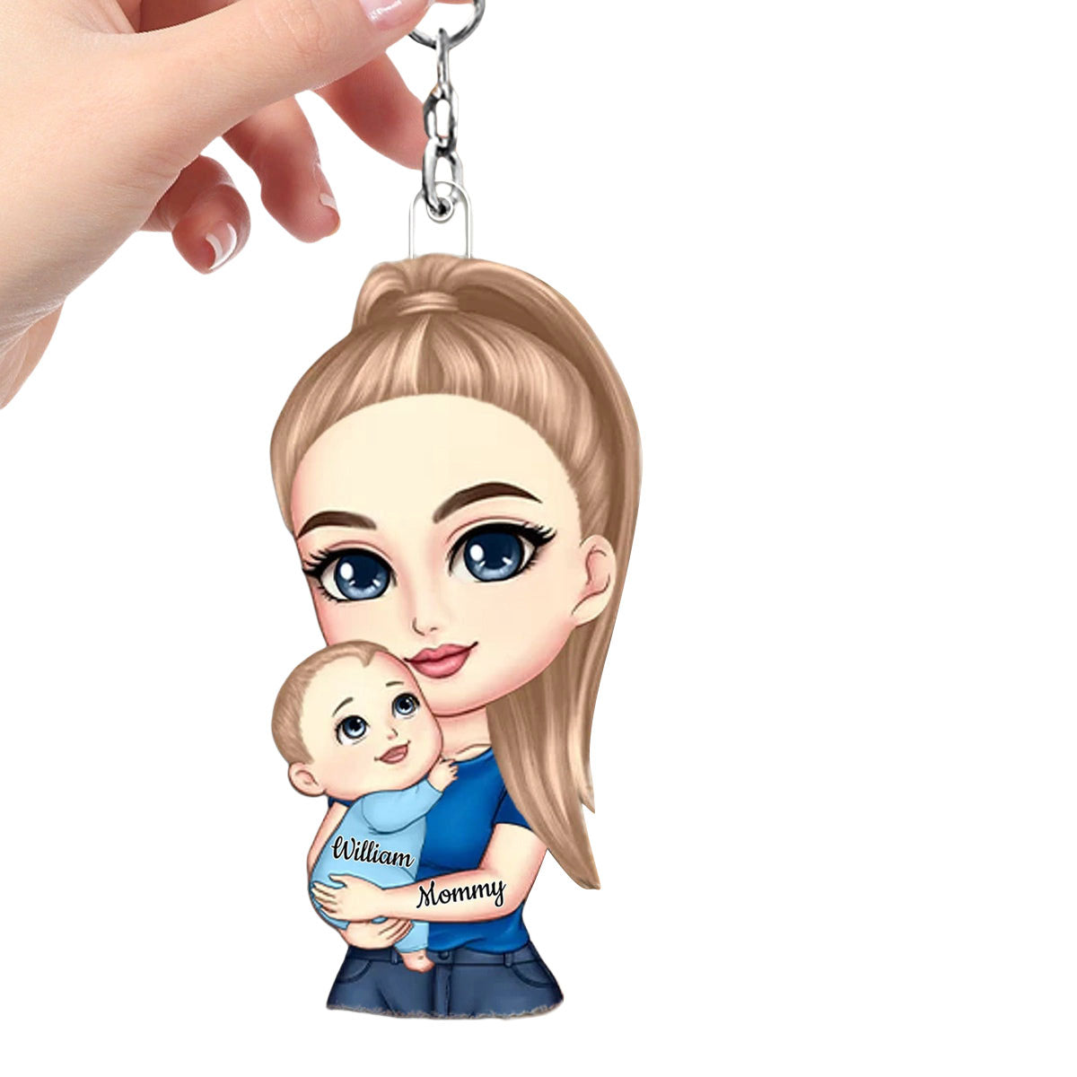 Mom Hugs Baby Gift For Newborn New Mom Personalized Acrylic Keychain,Mother's Day Gift