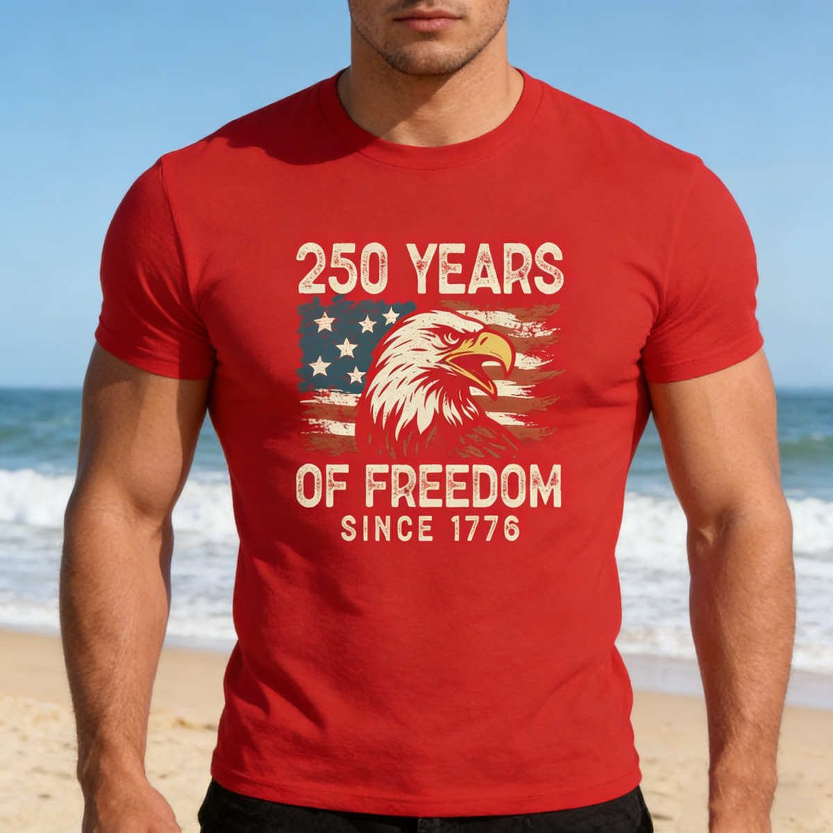 Bald Eagle USA Flag T-Shirt - Creative 250th Anniversary Independence Gift For Veterans