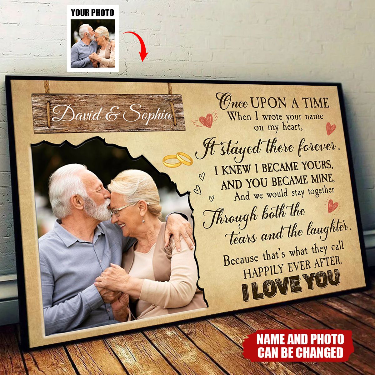 Personalized "Once Upon A Time" Horizontal Poster With Photo & Names | Romantic Wedding Anniversary Valentine's Day Gift For Couples & Soulmates