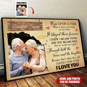 Personalized "Once Upon A Time" Horizontal Poster With Photo & Names | Romantic Wedding Anniversary Valentine's Day Gift For Couples & Soulmates