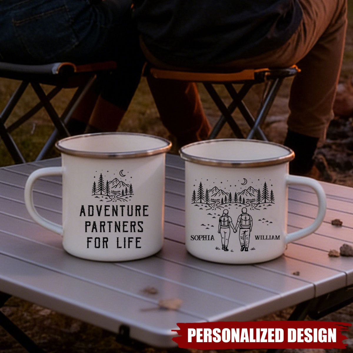 Personalized Adventure Partners For Life Mug With Names & Quote & Design | Anniversary Valentine's Day Gift For Travelers Enthusiasts &  Couples