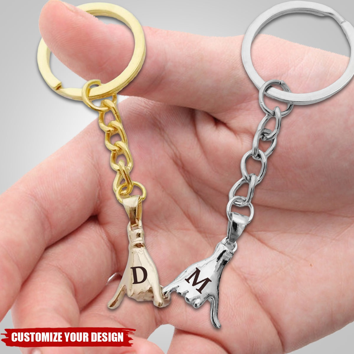Set of 2 Pinky Promise Matching Couple Personalized Keychain, Gift For Women Men Girls Boys