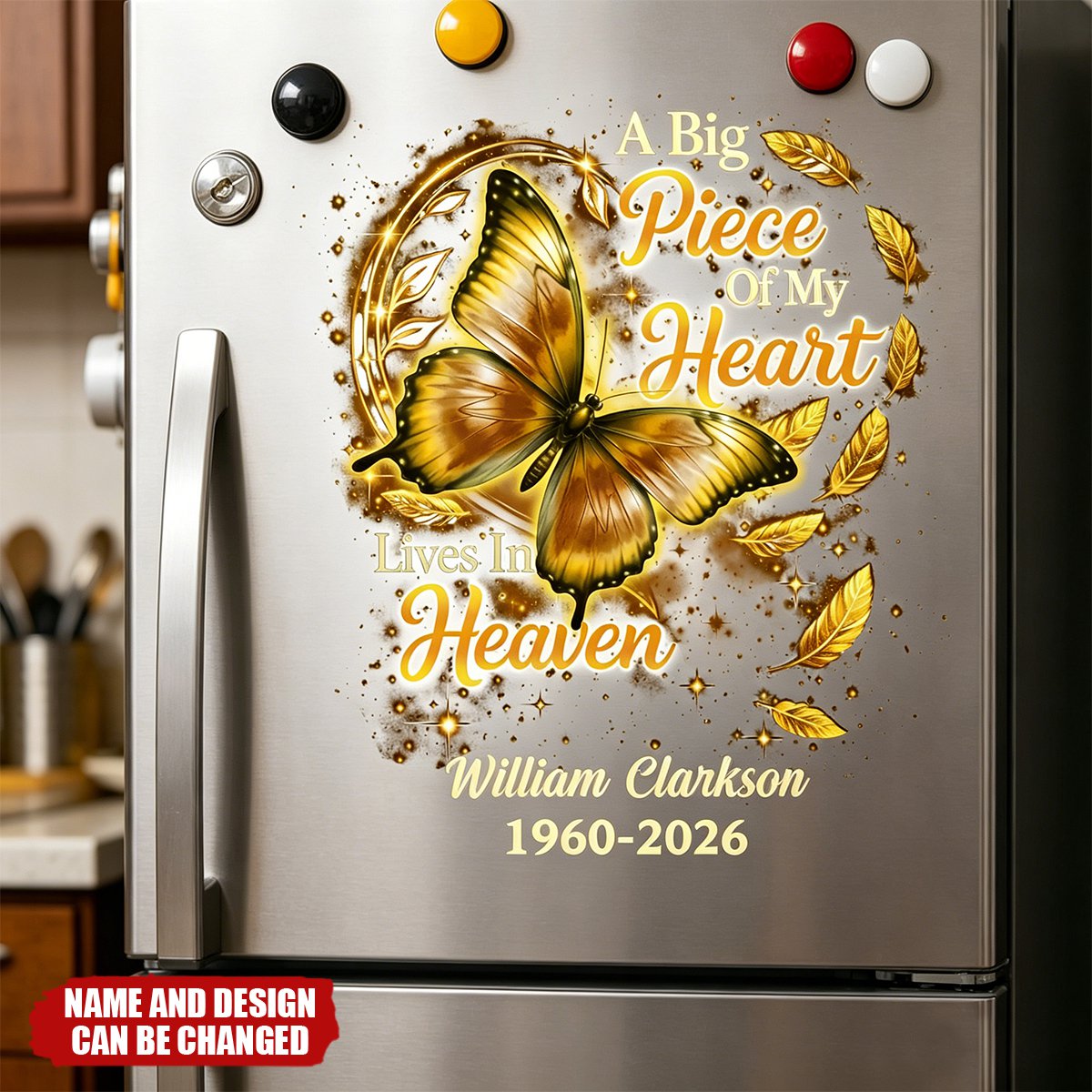 Personalized Butterfly Big Piece Of My Heart Lives In Heaven Decal With Name & Year | Gift For Loss Of Loved One