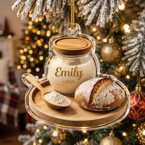 Personalized Sourdough Starter Christmas Ornament With Name & Year - Unique Baking Lover Gift