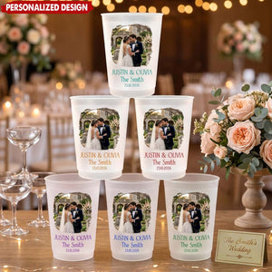 Custom Photo Couples Wedding Engaged Party - Personalized Frosted Plastic Cups