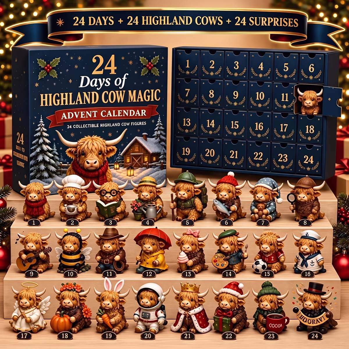 Highland Cow Advent Calendar | Christmas Countdown Gift For Kids And Highland Cow Lovers