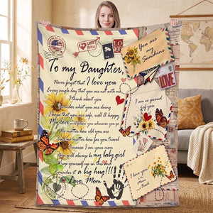 Personalized Vintage Letter To My Daughter Fleece Blanket - Christmas Birthday Gift For Daughter From Mom