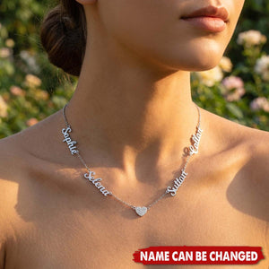 Personalized  Pave Zircon Heart Necklace With 1-6 Names |  Eternal Love Mother's Day Gift For Women