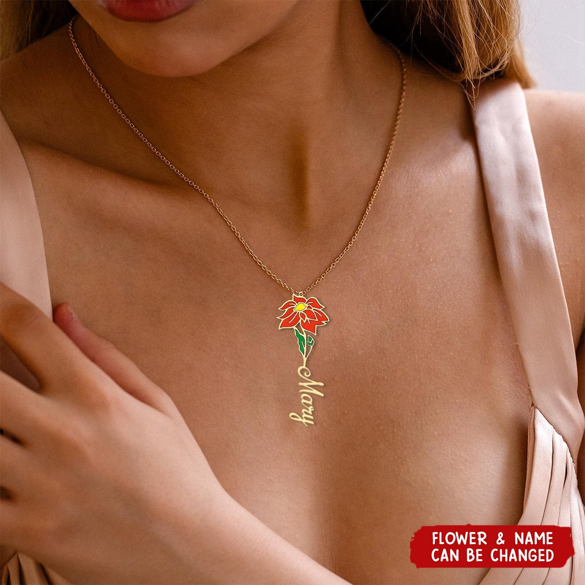 Custom Birth Month Flower Necklace - Personalized Floral & Name Pendant,Exclusive gift Birthday,Christmas,Anniversary For Her, Couple,Mom & Sister