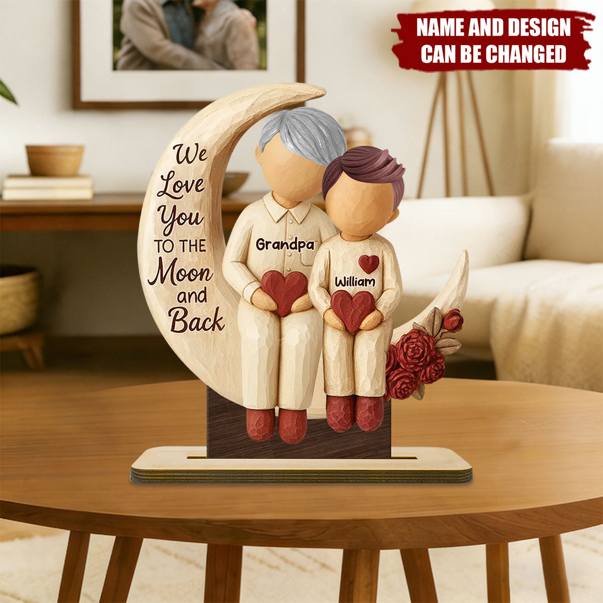 Personalized "Love You To The Moon" Wooden Plaque With Quote & 1-5 Kids Design & Names | Heartfelt Birthday Gift For Grandparents & Grandchildren