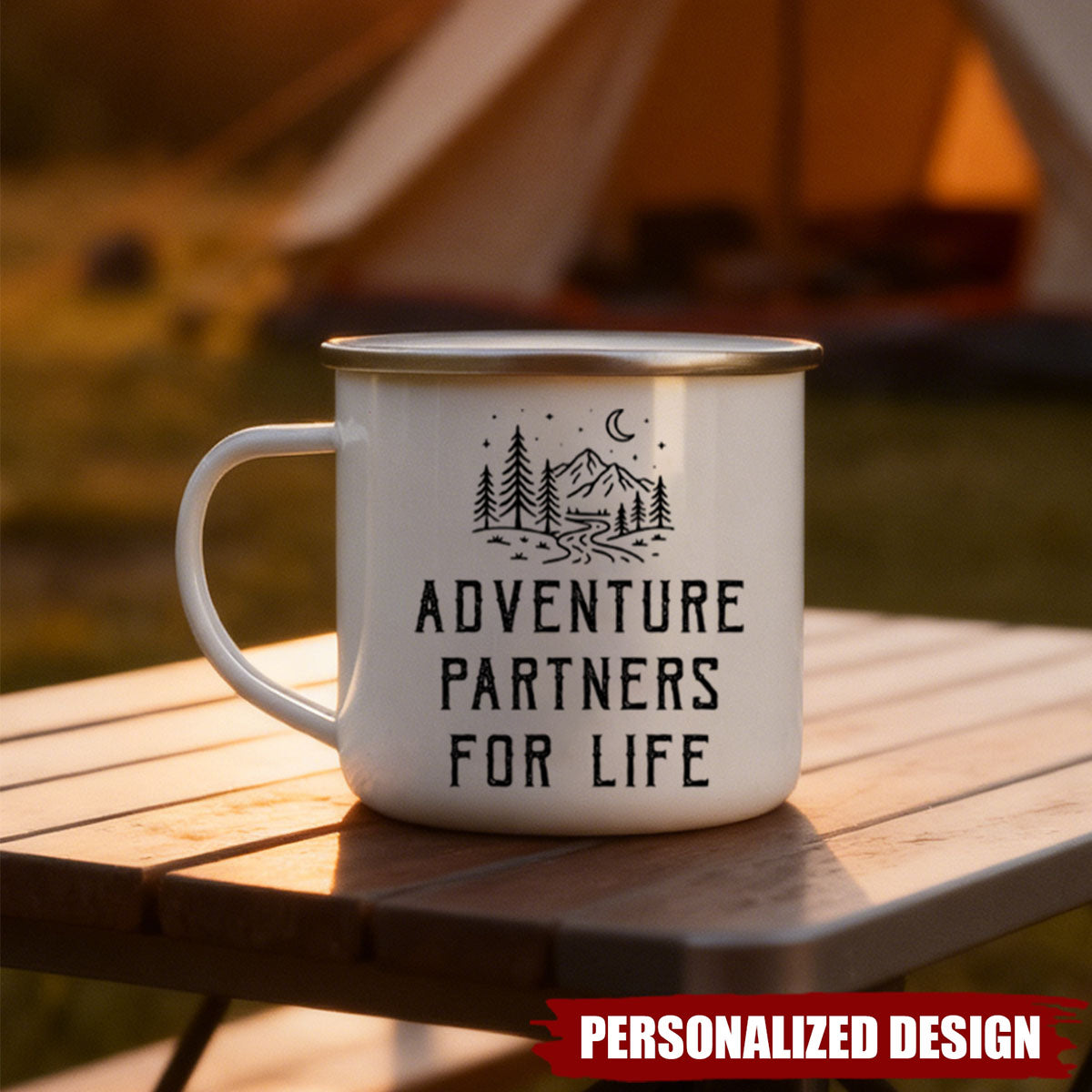 Personalized Adventure Partners For Life Mug With Names & Quote & Design | Anniversary Valentine's Day Gift For Travelers Enthusiasts &  Couples