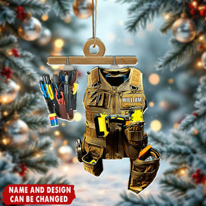 Personalized Electrician Tool Bag Acrylic Ornament With Name & Design | 3D Effect | Unique Christmas Gift For Handyman Electrician Builder