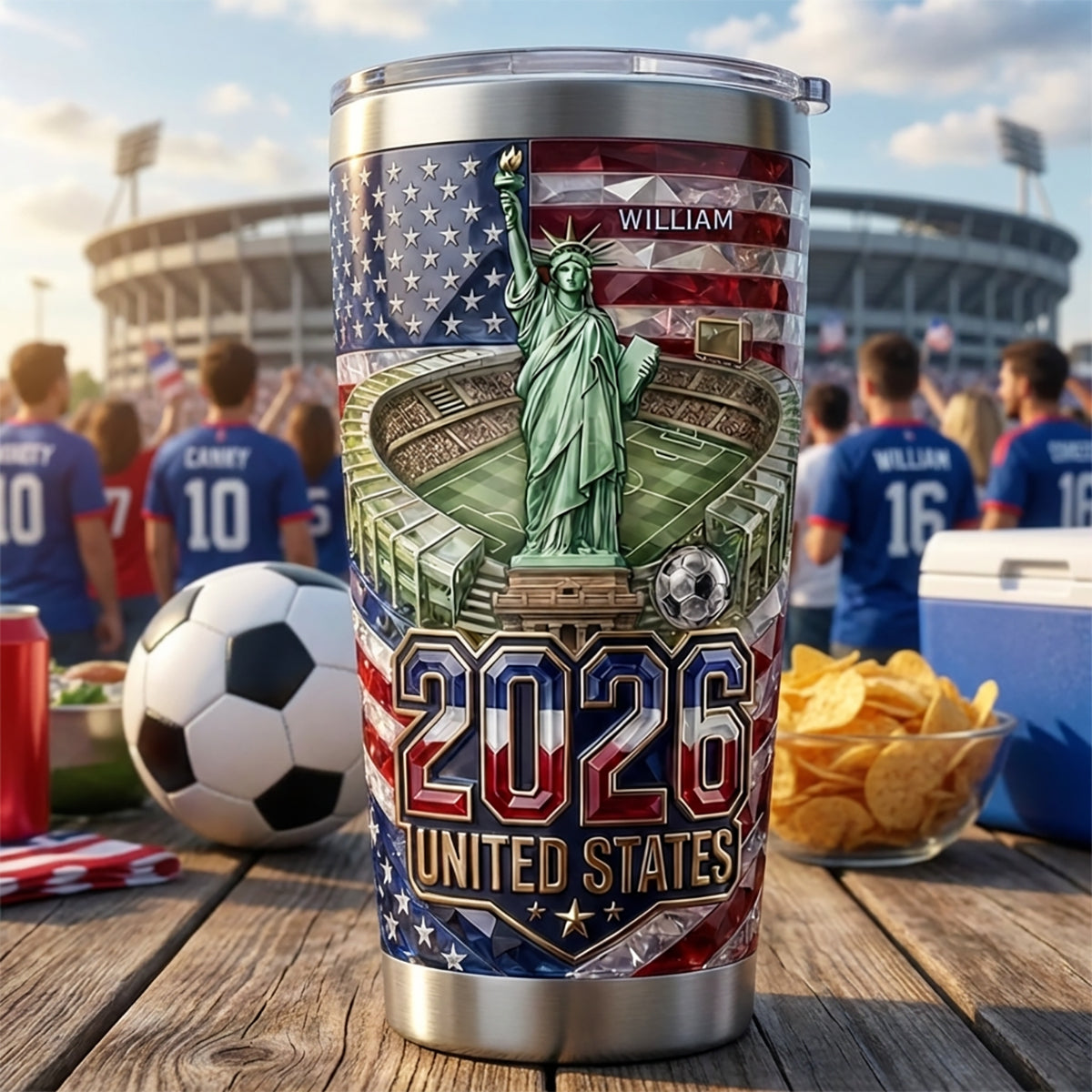 Personalized 2026 USA World Cup Soccer Tumbler With Name | Perfect Gift For Soccer Lover