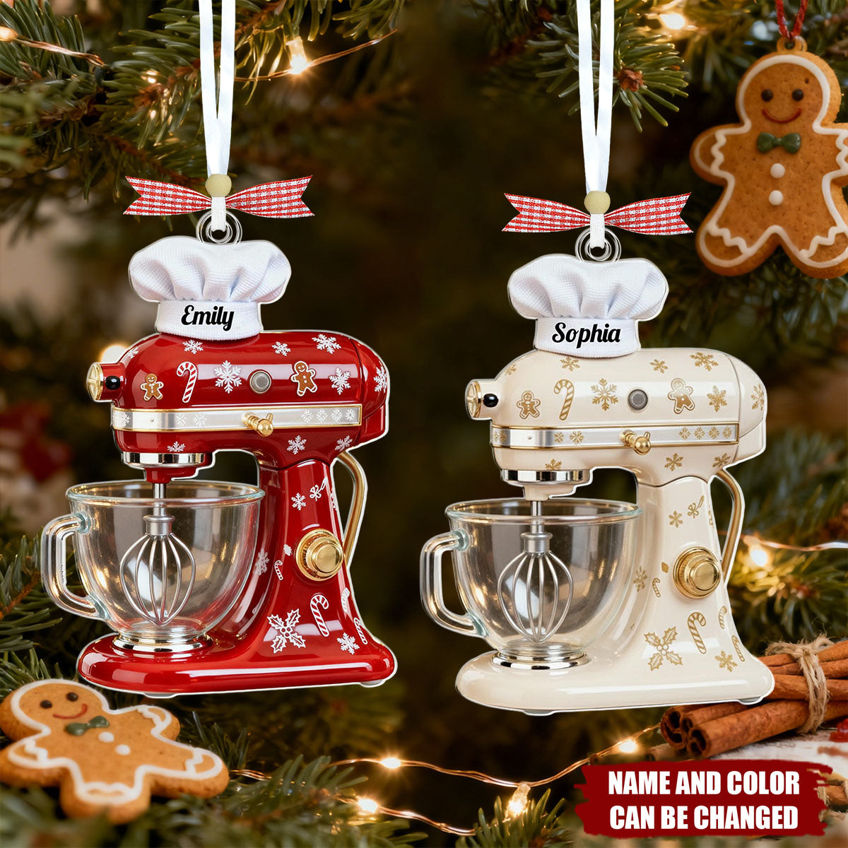 Personalized Baking Mixer Christmas Acrylic Ornament With Name & Color | Baking Decoration – Best Gift For Bakers Kitchen Lovers Mom