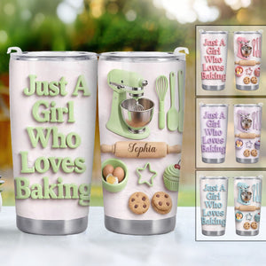 Personalized "Just A Girl Who Loves Baking" Tumbler With Name & Color | Gift For Daughter Mom Bakers