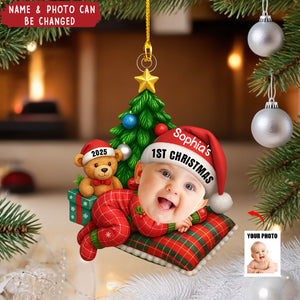 Personalized Cute Baby Sleeping Ornament With Name & Photo Baby's First Christmas Gift For New Parents For Family