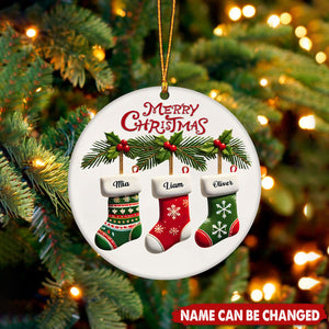 Personalized Family Stockings Christmas Circle Ceramic Ornament With Name Create Unique Christmas Ritual For Family