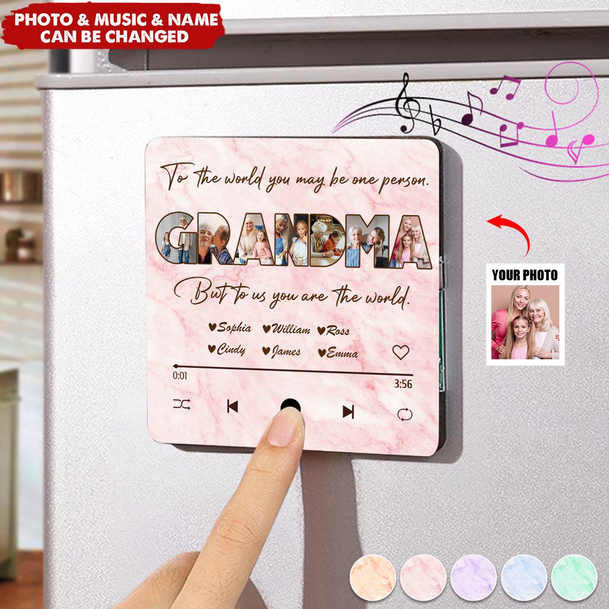 Custom Photo Mom To Me You Are The World Personalized Music Fridge Magnet,Mother's Day Gift