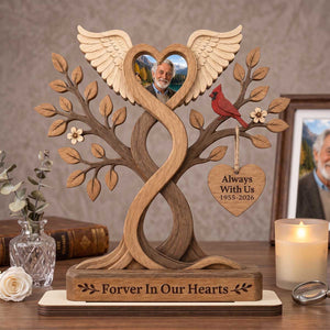 Personalized "Forever In Our Hearts" Photo Wooden Plaque  - Memorial Gift For Loss of Loved One