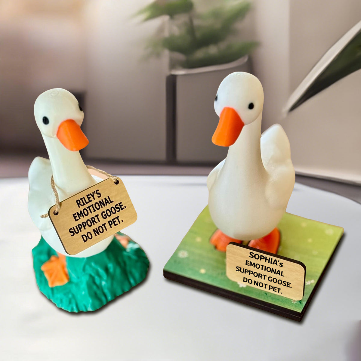 Personalized Emotional Support Desk Goose Buddy- Custom Name Sign | Funny Office Decor | Resin Figurine Stress Relief Gift