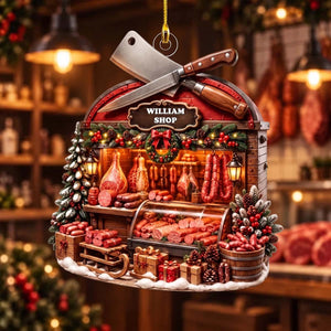 Personalized Butcher Shop Christmas Ornament - Custom Name Meat Market Acrylic Keepsake