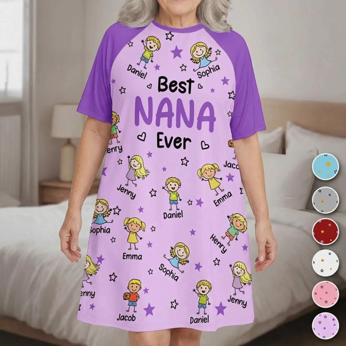 Personalized Women's Sleep Tee - Mother's Day Birthday Gifts For Mom Grandma