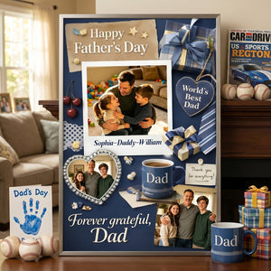 Personalized Happy Father's Day Collage Poster | Gift For Dad And Family
