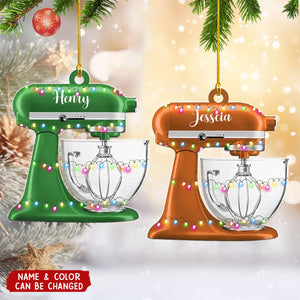 Personalized Baking Mixer Lights Christmas Ornament With Name & Festive Holiday Lights | Ideal Gift For Baker Pastry Chef