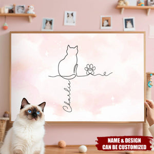 Personalized Cat Line Art Poster - Custom Pet Names | Multi-Cat Minimalist Art | Unique Cat Lover Gift & Pet Memorial