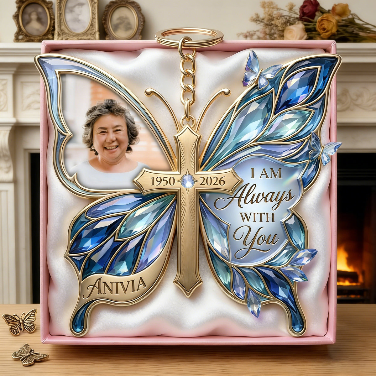Personalized Photo Loving Memory Butterfly Keychain - Gifts For Loved Ones