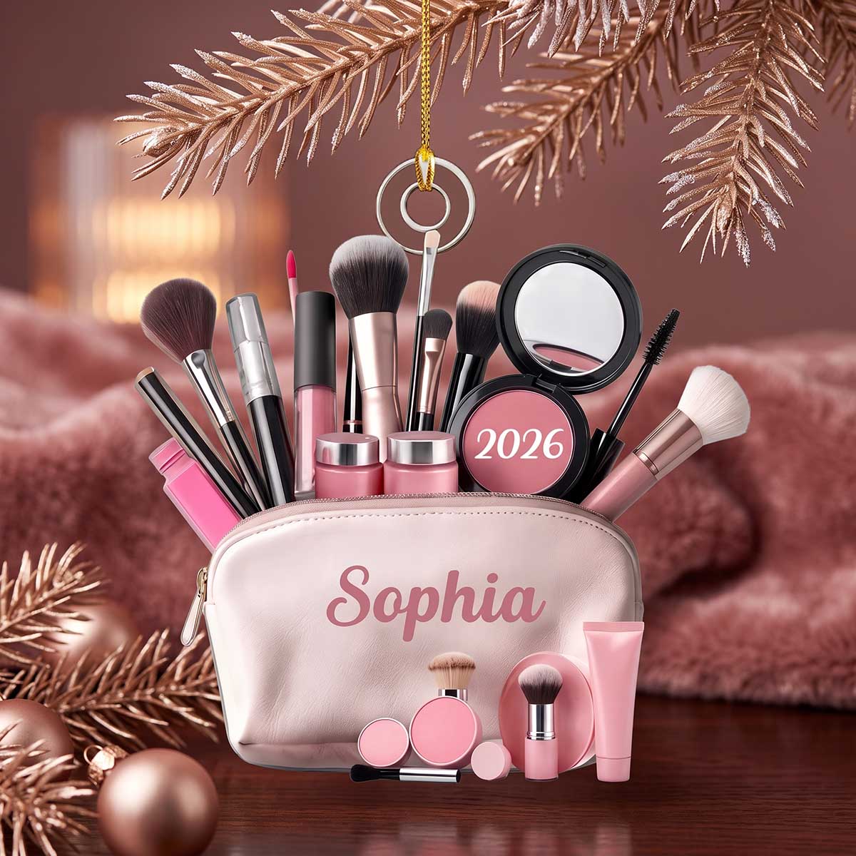 Personalized Makeup Acrylic Ornament - Christmas Keepsake Gift for Makeup Lovers