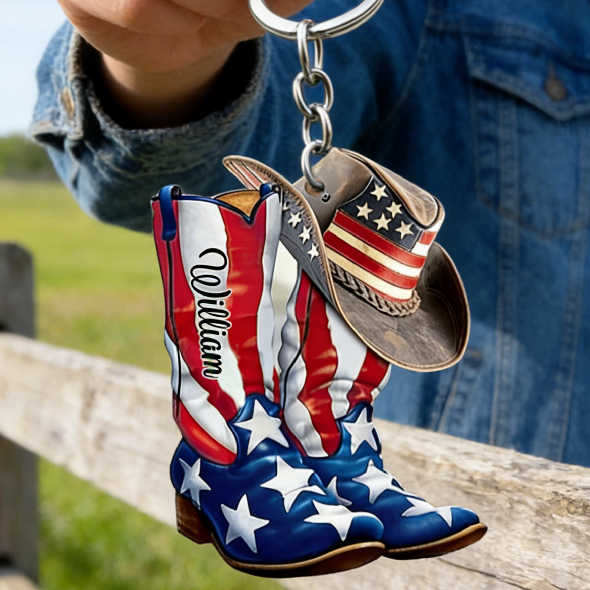 Personalized 3D Effect Wild West Acrylic Keychain With Name | Father’s Day 2026 Gift For Dad Husband