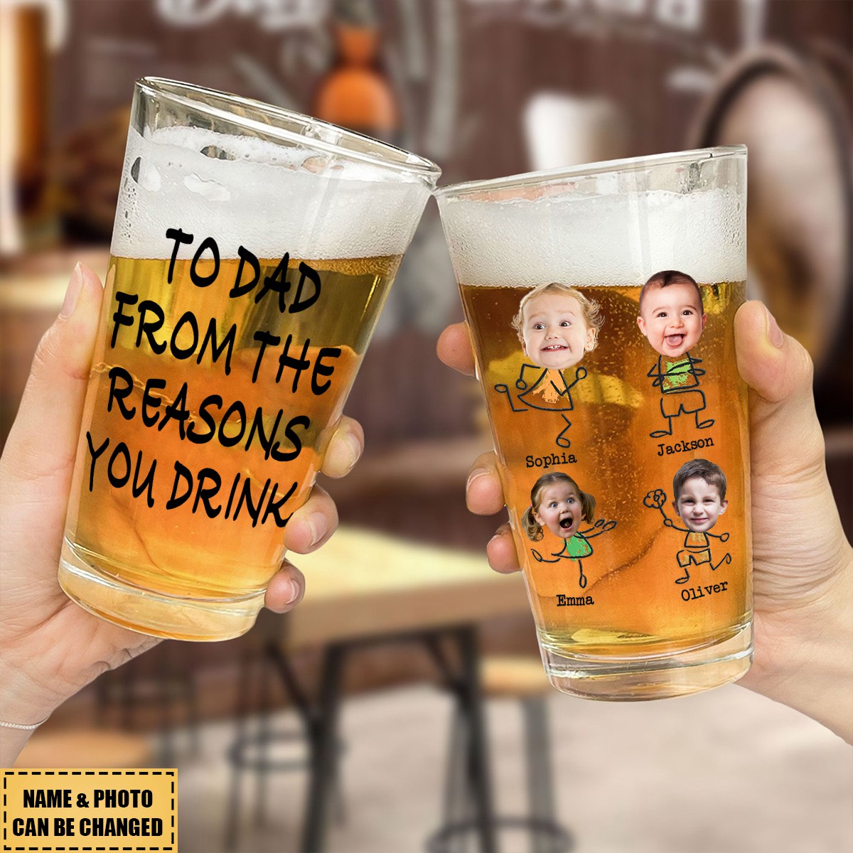 Personalized Photo Beer Glass -To Dad From The Reasons You Drink Ideal Christmas, Thanksgiving,anniversaries Gift