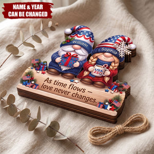 USA 250 Dwarf Couple Growing Old Together - Personalized Custom Shaped Wooden Plaque